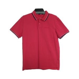 Ben Sherman Red Polo Shirt with Striped Trim